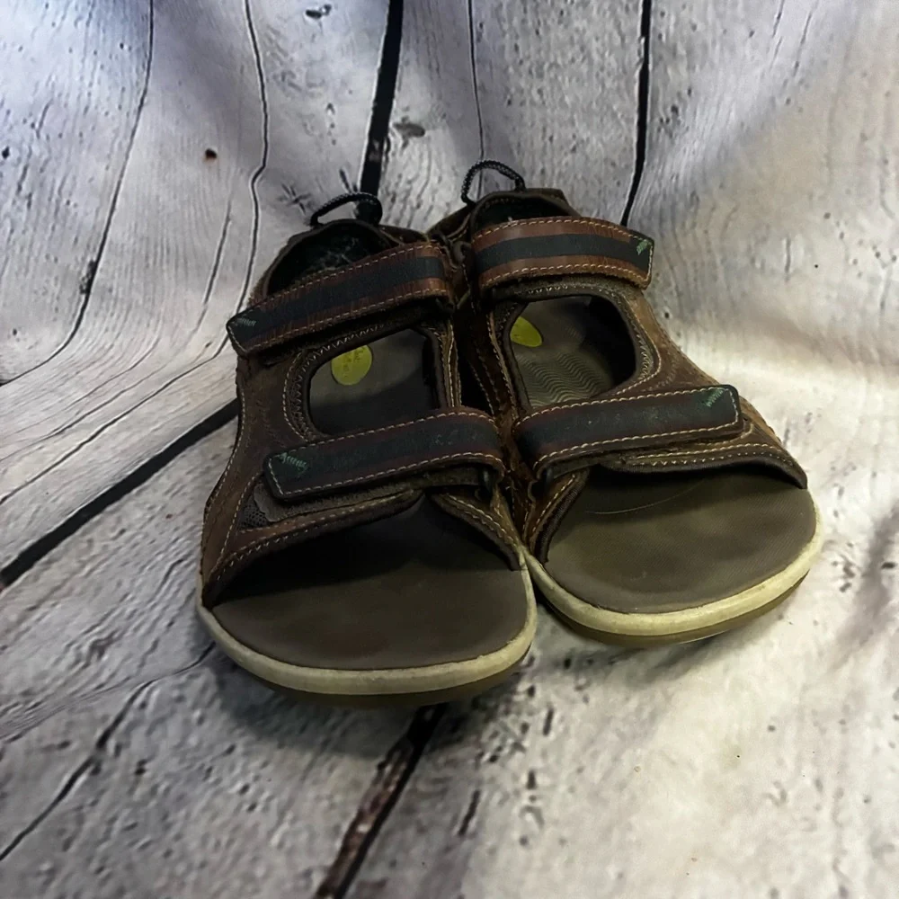 Clarks Wave Walk Brown Adjustable Hook & Loop Comfory‎ Outdoor Sandals Mens Sz 8
